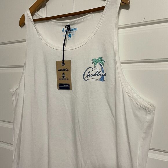 NWT Chubbies Mens Tank  Top Size XXL White *The Weekend Has Arrived* Palm Trees - Picture 4 of 8